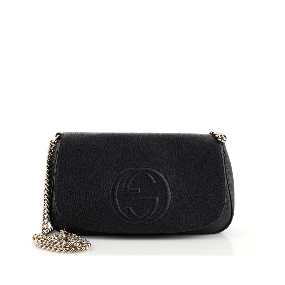 Gucci Clutch Soho Interlocking Gg Chain Flap Black leather shoulder bag